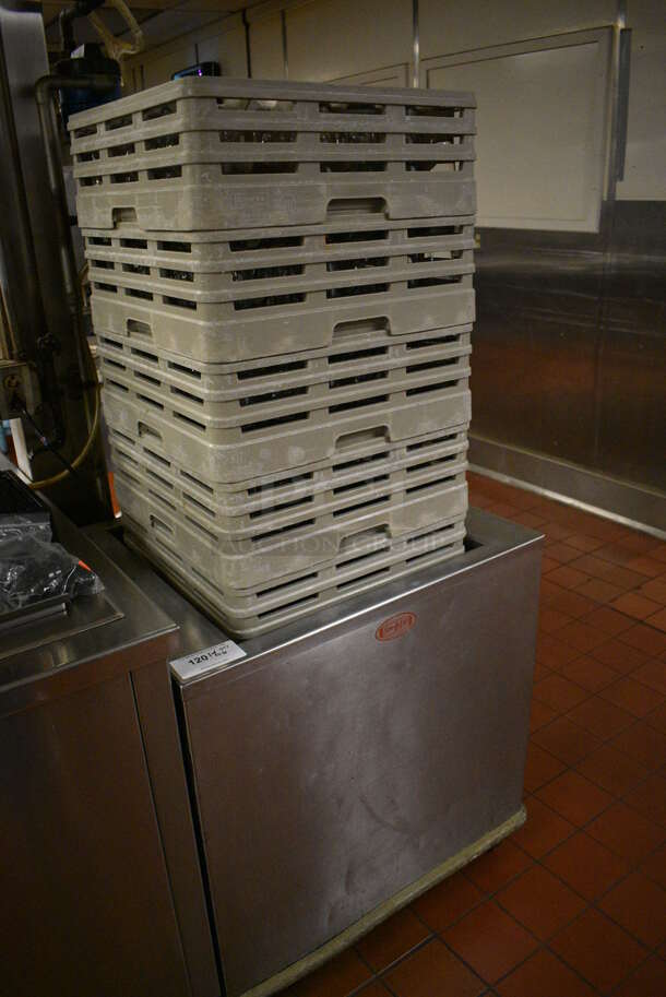 Servolift Stainless Steel Commercial Dish Caddy Return w/ 6 Dish Caddies and Approximately 200 Beverage Glasses on Commercial Casters. 30x25x33. 2.75x2.75x5.5. (kitchen) - Image 3 of 8