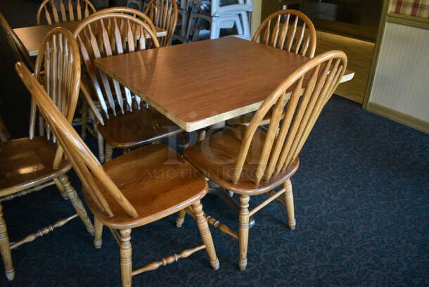 4 Wooden Tables w/ 16 Wooden Dining Chairs. 36x36x30. 18x17.5x37.5. 4 Times Your Bid! (main dining room)

 - Image 6 of 6