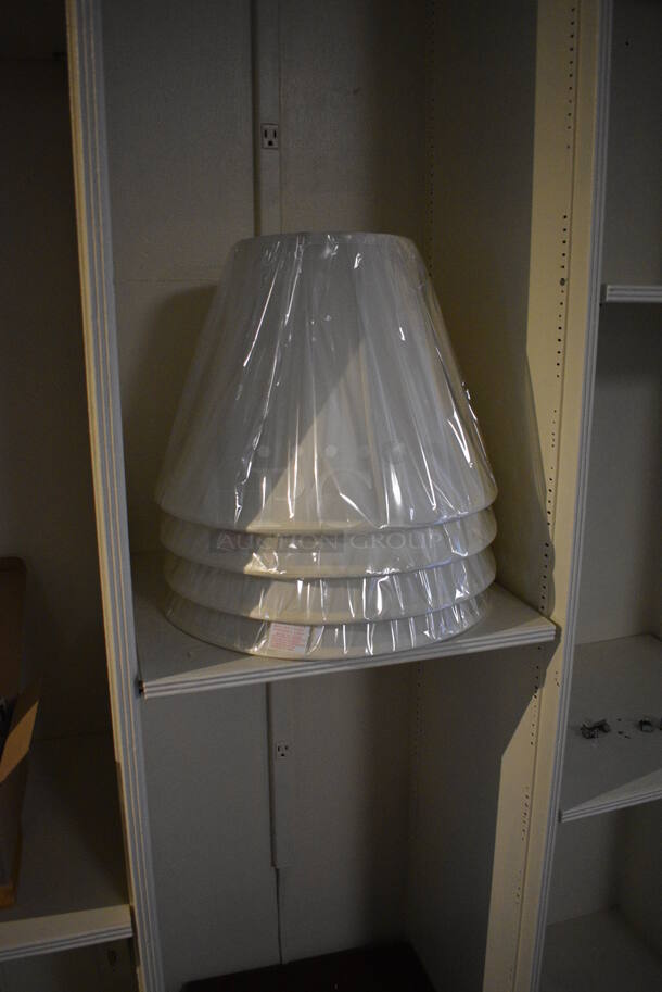 White Wooden Shelving Unit w/ Contents Including Fake Candles and Lampshades. BUYER MUST REMOVE. 115.5x17x97. (garden center) - Image 6 of 6