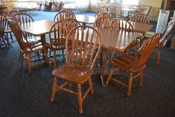 4 Wooden Tables w/ 16 Wooden Dining Chairs. 36x36x30. 18x17.5x37.5. 4 Times Your Bid! (main dining room)

 - Image 2 of 5