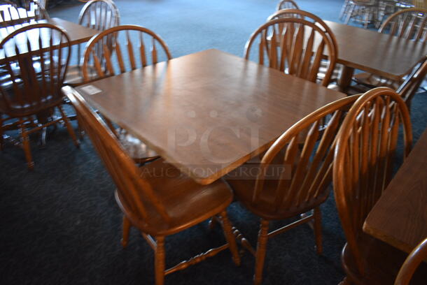 4 Wooden Tables w/ 16 Wooden Dining Chairs. 36x36x30. 18x17.5x37.5. 4 Times Your Bid! (main dining room)

 - Image 3 of 5
