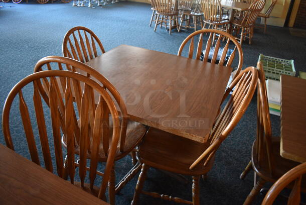4 Wooden Tables w/ 16 Wooden Dining Chairs. 36x36x30. 18x17.5x37.5. 4 Times Your Bid! (main dining room)

 - Image 4 of 5