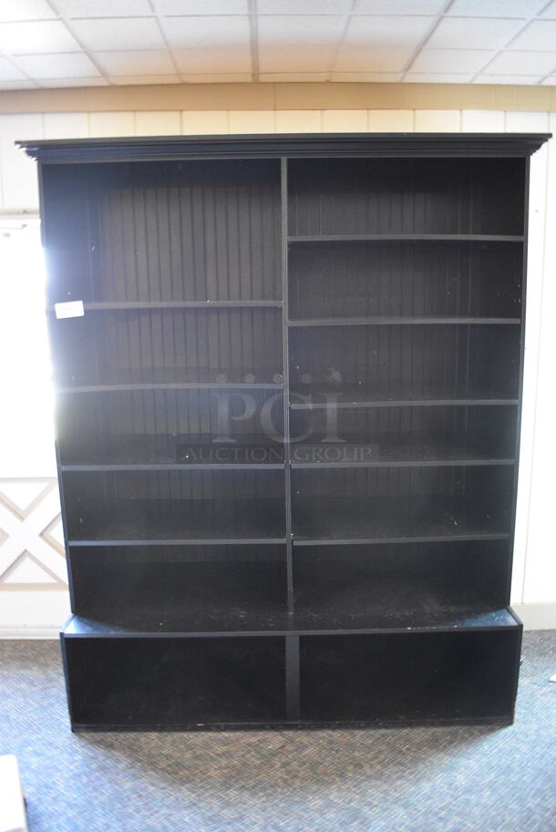 Black Wooden Shelving Unit. 70x27.5x89. (garden center)