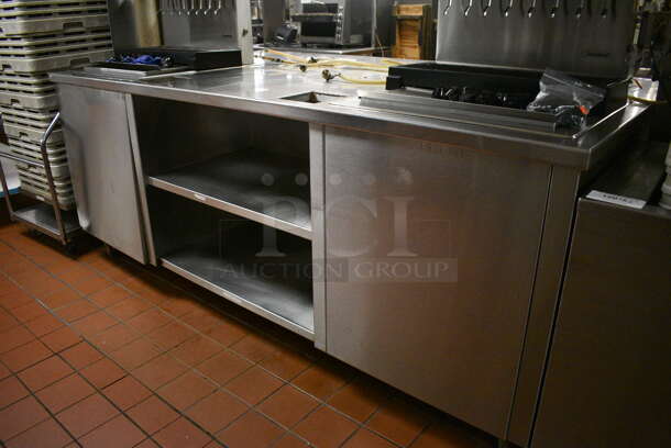 Stainless Steel Commercial Soda Station Table w/ 2 Under Shelves and 2 Ice Bins. Does Not Include Contents or Soda Machines. 91.5x55x37. (kitchen) - Image 6 of 9