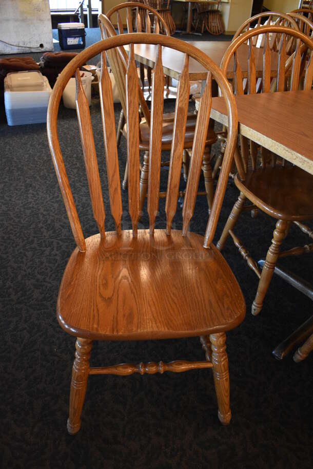 4 Wooden Tables w/ 16 Wooden Dining Chairs. 36x36x30. 18x17.5x37.5. 4 Times Your Bid! (main dining room)

 - Image 2 of 6