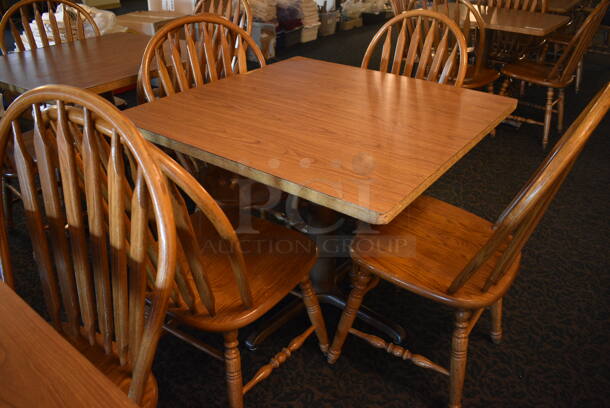 4 Wooden Tables w/ 16 Wooden Dining Chairs. 36x36x30. 18x17.5x37.5. 4 Times Your Bid! (main dining room)

 - Image 4 of 6