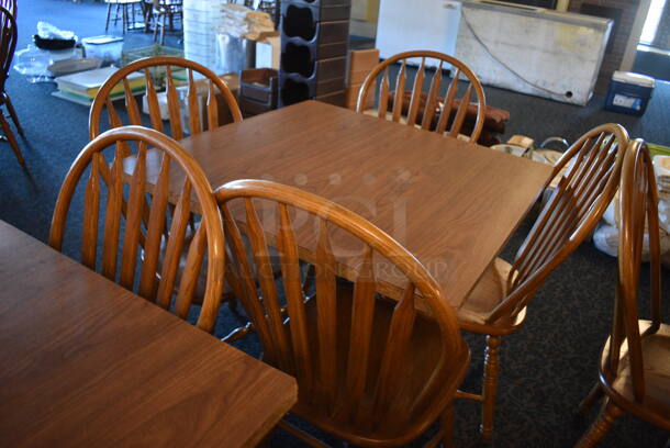 4 Wooden Tables w/ 16 Wooden Dining Chairs. 36x36x30. 18x17.5x37.5. 4 Times Your Bid! (main dining room)

 - Image 6 of 6
