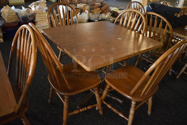 4 Wooden Tables w/ 16 Wooden Dining Chairs. 36x36x30. 18x17.5x37.5. 4 Times Your Bid! (main dining room)

 - Image 4 of 4