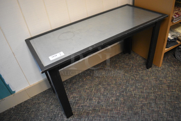 Black Wooden Table w/ Metal Tabletop. 48x22x26. (garden center) - Image 3 of 4