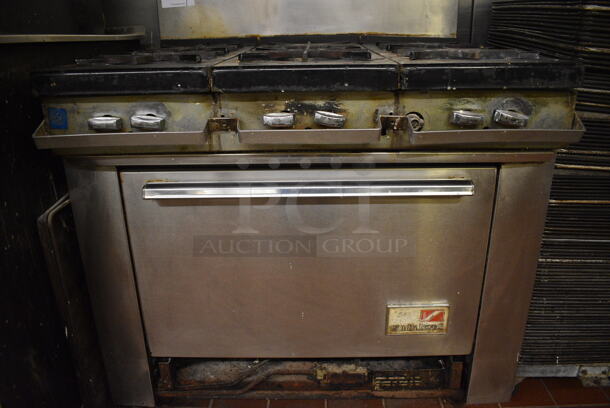 Southbend Stainless Steel Commercial Natural Gas Powered 6 Burner Range w/ Oven and Back Splash. 36x33x44. Unit Was In Working Condition When Restaurant Closed. (bakery kitchen) - Image 5 of 8