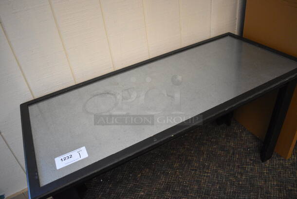 Black Wooden Table w/ Metal Tabletop. 48x22x26. (garden center) - Image 4 of 4