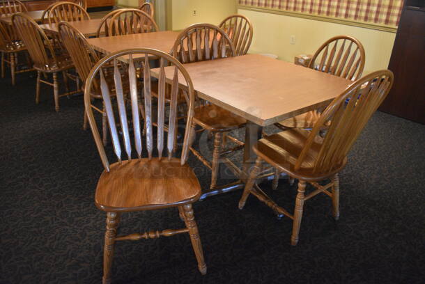 4 Wooden Tables w/ 16 Wooden Dining Chairs. 36x36x30. 18x17.5x37.5. 4 Times Your Bid! (main dining room)

