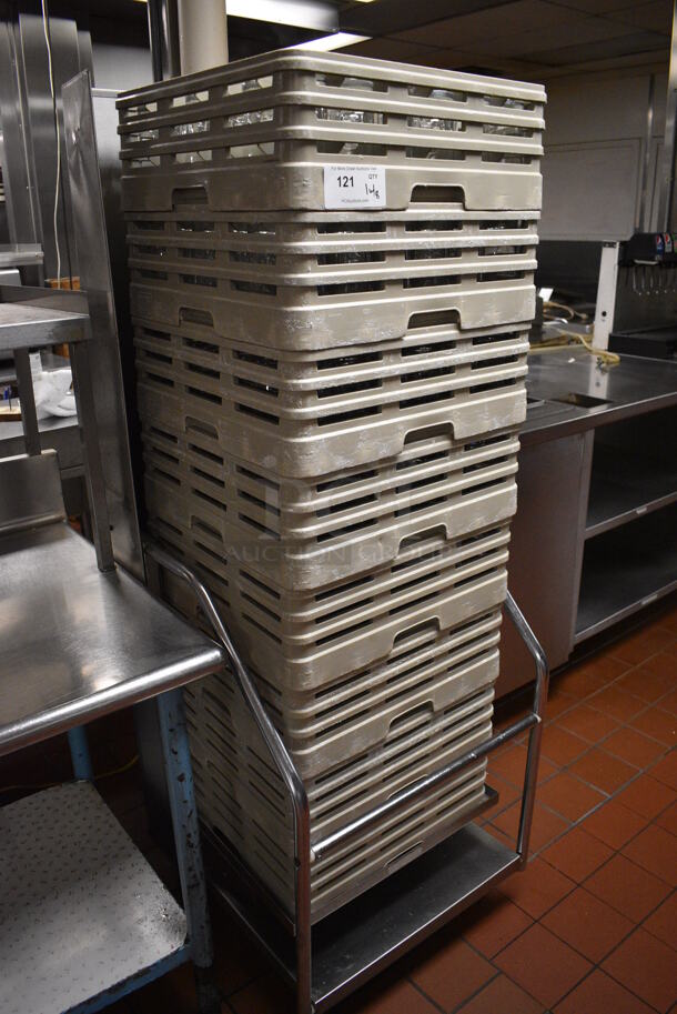 Stainless Steel Commercial Dish Caddy Return w/ 8 Dish Caddies and Approximately 280 Beverage Glasses on Commercial Casters. 24x25x66. 2.75x2.75x5.5. (kitchen) - Image 7 of 7
