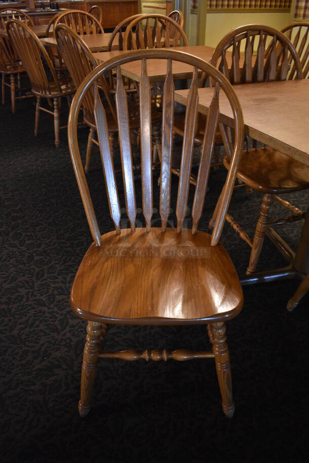 4 Wooden Tables w/ 16 Wooden Dining Chairs. 36x36x30. 18x17.5x37.5. 4 Times Your Bid! (main dining room)

 - Image 2 of 6