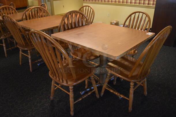 4 Wooden Tables w/ 16 Wooden Dining Chairs. 36x36x30. 18x17.5x37.5. 4 Times Your Bid! (main dining room)

 - Image 3 of 6