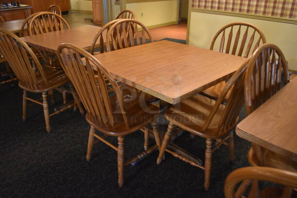4 Wooden Tables w/ 16 Wooden Dining Chairs. 36x36x30. 18x17.5x37.5. 4 Times Your Bid! (main dining room)

 - Image 4 of 6