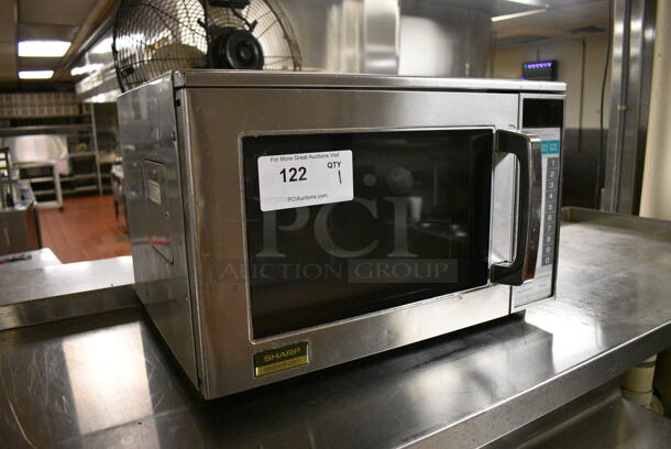Sharp Model R-22FT Stainless Steel Commercial Microwave Oven. 120 Volts, 1 Phase. 20x16x13. Unit Was In Working Condition When Restaurant Closed. (kitchen) - Image 2 of 6