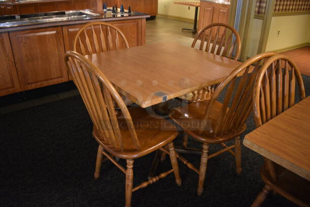 4 Wooden Tables w/ 16 Wooden Dining Chairs. 36x36x30. 18x17.5x37.5. 4 Times Your Bid! (main dining room)

 - Image 6 of 6