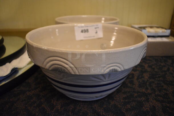 2 White and Blue Ceramic Bowls. 12x12x6.5. 2 Times Your Bid! (main dining room)