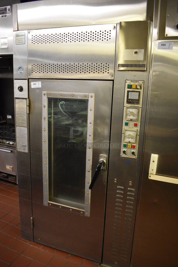Gemini Model 1000 LTG Stainless Steel Commercial Floor Style Natural Gas Powered Single Door Roll In Rack Steam Oven w/ Metal Pan Transport Rack. 143,000 BTU. 47.5x50x93. Unit Was In Working Condition When Restaurant Closed. (bakery kitchen) - Image 2 of 8