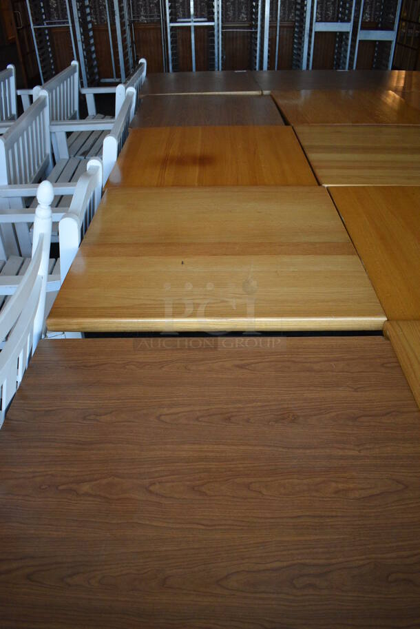 6 Wood Pattern Tables on Metal Table Bases. 36x36x30. 6 Times Your Bid! (sunroom dining room) - Image 6 of 6