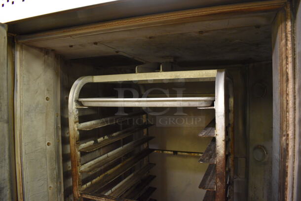 Gemini Model 1000 LTG Stainless Steel Commercial Floor Style Natural Gas Powered Single Door Roll In Rack Steam Oven w/ Metal Pan Transport Rack. 143,000 BTU. 47.5x50x93. Unit Was In Working Condition When Restaurant Closed. (bakery kitchen) - Image 6 of 8