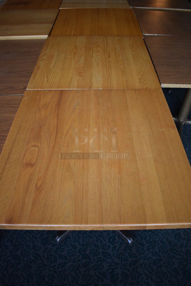 6 Wood Pattern Tables on Metal Table Bases. 36x36x30. 6 Times Your Bid! (sunroom dining room) - Image 2 of 5