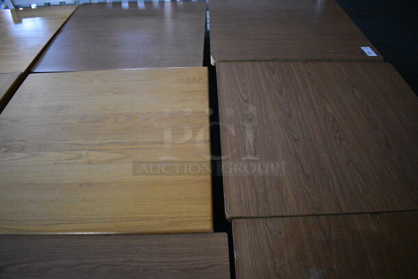 6 Wood Pattern Tables on Metal Table Bases. 36x36x30. 6 Times Your Bid! (sunroom dining room) - Image 4 of 5