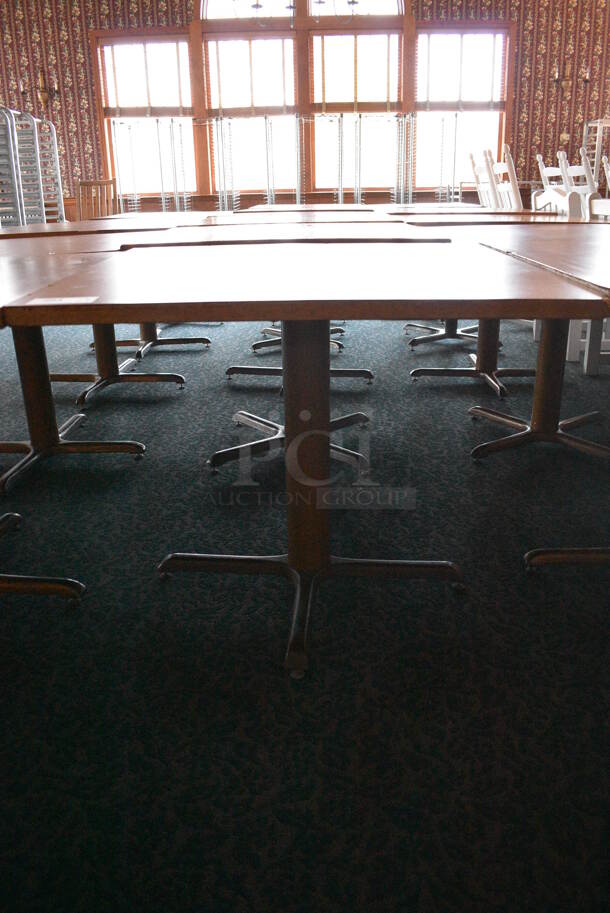 6 Wood Pattern Tables on Metal Table Bases. 36x36x30. 6 Times Your Bid! (sunroom dining room) - Image 5 of 5