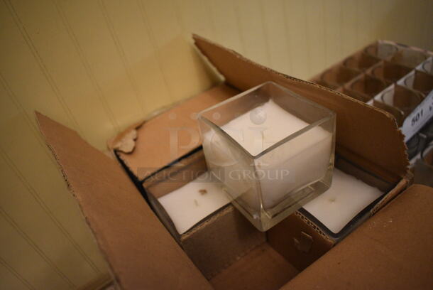 ALL ONE MONEY! Lot of 3 Boxes of 6 Candles in Glass! 3x3x3. (main dining room) - Image 2 of 4