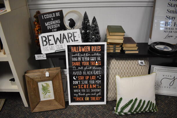 ALL ONE MONEY! Lot of Various Pictures and Black Wooden Bench! Includes Motivational Quotes, Landscapes. BUYER MUST REMOVE. (garden center) - Image 3 of 8
