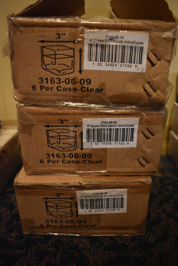 ALL ONE MONEY! Lot of 3 Boxes of 6 Candles in Glass! 3x3x3. (main dining room) - Image 3 of 4