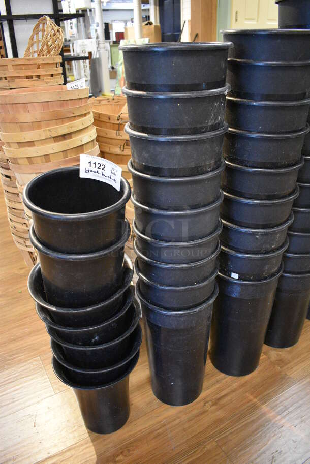 ALL ONE MONEY! Lot of Black Poly Buckets! Includes 8x8x15. (garden center) - Image 2 of 3