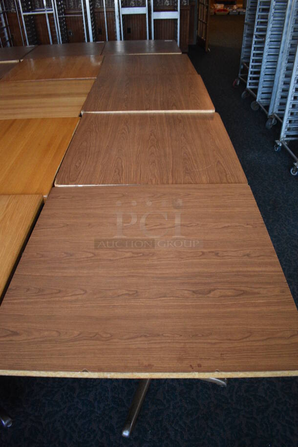 5 Wood Pattern Tables on Metal Table Bases. 36x36x30. 5 Times Your Bid! (sunroom dining room) - Image 2 of 4