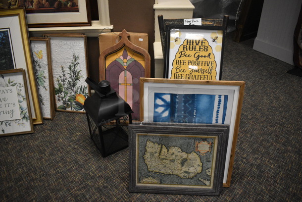 ALL ONE MONEY! Lot of Various Pictures and Black Wooden Bench! Includes Motivational Quotes, Landscapes. BUYER MUST REMOVE. (garden center) - Image 6 of 8