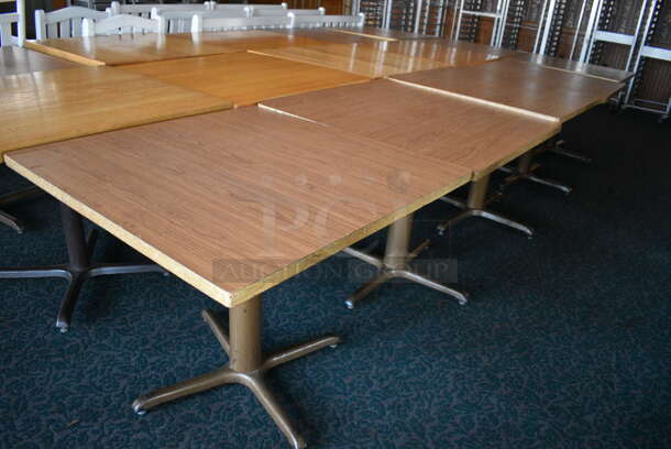5 Wood Pattern Tables on Metal Table Bases. 36x36x30. 5 Times Your Bid! (sunroom dining room) - Image 3 of 4