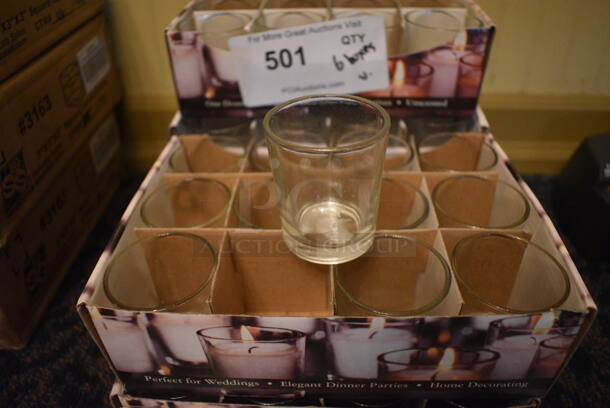 ALL ONE MONEY! Lot of 6 Boxes of Glass Candle Holders! 69 Holders Total. 2x2x2.5, 2.75x2.75x2.5. (main dining room) - Image 2 of 4