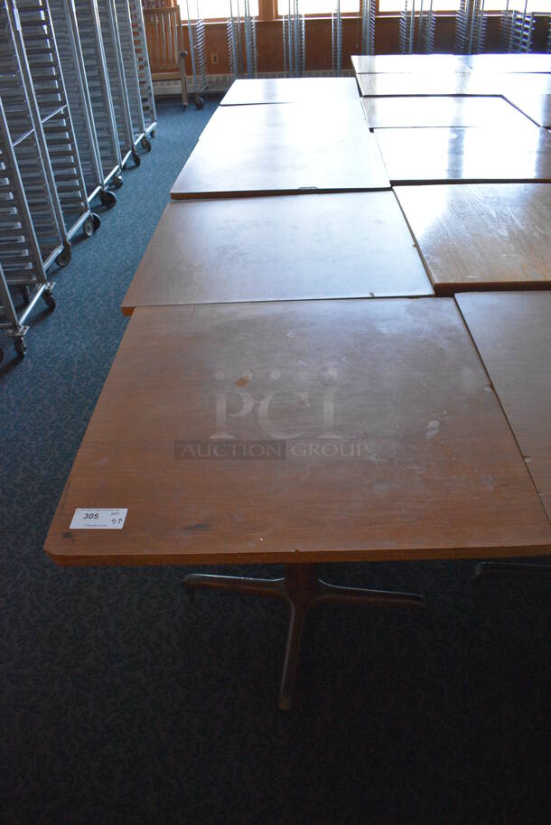 5 Wood Pattern Tables on Metal Table Bases. 36x36x30. 5 Times Your Bid! (sunroom dining room) - Image 4 of 4