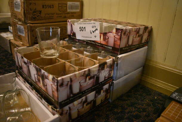 ALL ONE MONEY! Lot of 6 Boxes of Glass Candle Holders! 69 Holders Total. 2x2x2.5, 2.75x2.75x2.5. (main dining room) - Image 3 of 4