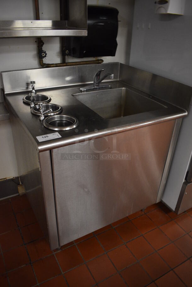 Stainless Steel Commercial Single Bay Sink w/ 3 Scooper Wells and Faucet. 36x30x42. Bay 18x18x10. (kitchen) - Image 2 of 5