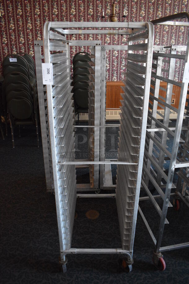 Metal Commercial Pan Transport Rack on Commercial Casters. 20.5x27x67. (sunroom dining room)