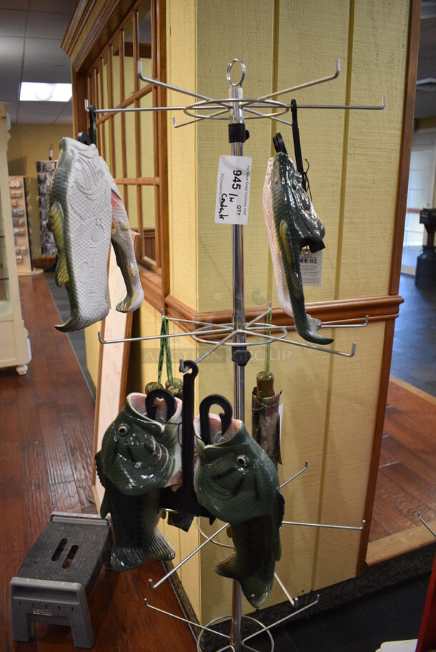 Metal Rack w/ Fish Sandals. 24x24x64. (gift shop) - Image 2 of 4