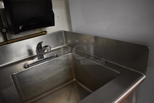 Stainless Steel Commercial Single Bay Sink w/ 3 Scooper Wells and Faucet. 36x30x42. Bay 18x18x10. (kitchen) - Image 5 of 5