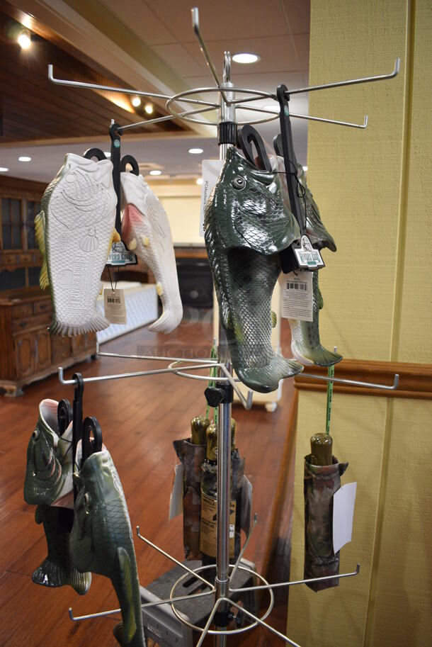 Metal Rack w/ Fish Sandals. 24x24x64. (gift shop) - Image 4 of 4