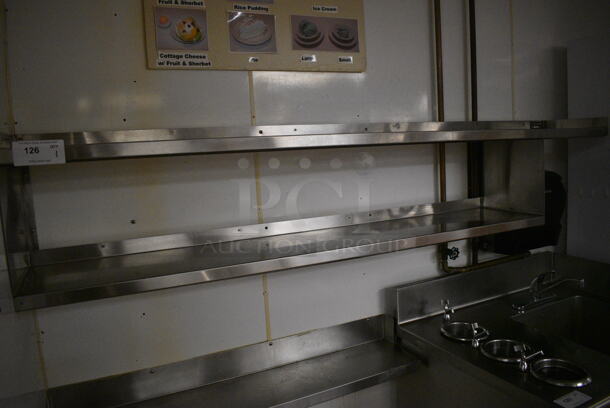 Stainless Steel Wall Mount 2 Tier Shelf. BUYER MUST REMOVE. 81x12x15. (kitchen)