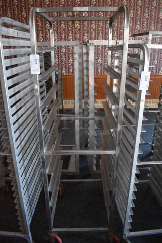Metal Commercial Pan Transport Rack on Commercial Casters. 20.5x26x70. (sunroom dining room)