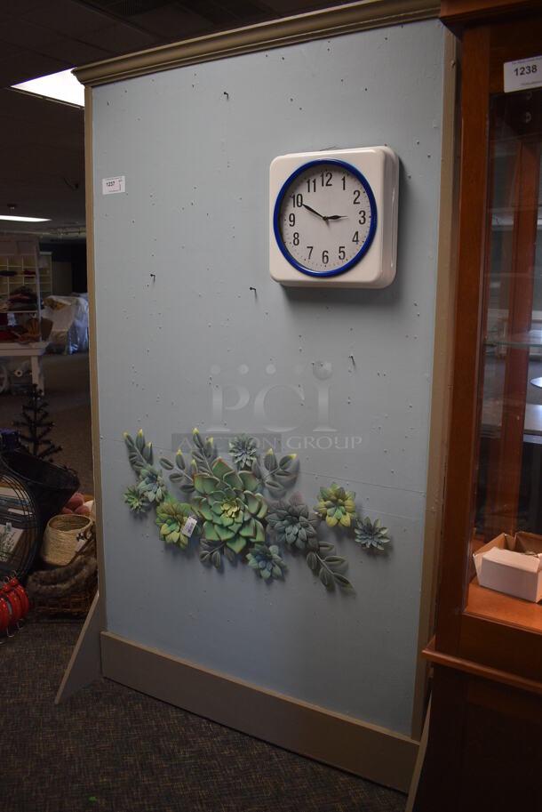 Wooden Stand w/ Clock. 51x23x85. (garden center) - Image 2 of 4