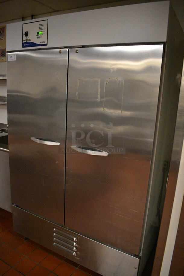 Fisher Scientific Model MR49PA-SAEE-FS Stainless Steel Commercial Cooler w/ Metal Racks on Commercial Casters. 115 Volts, 1 Phase. 52x32x81. Unit Was In Working Condition When Restaurant Closed. (kitchen) - Image 8 of 8