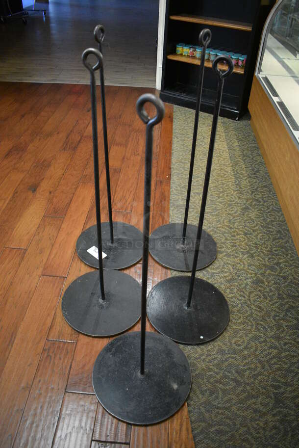 5 Black Metal Floor Style Stanchions. 15x15x41. 5 Times Your Bid! (gift shop)