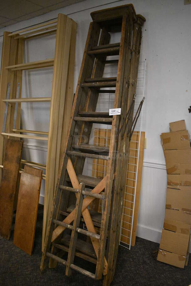 ALL ONE MONEY! Lot of Wooden Ladders and Rolls of Fabric! (garden center) - Image 2 of 5